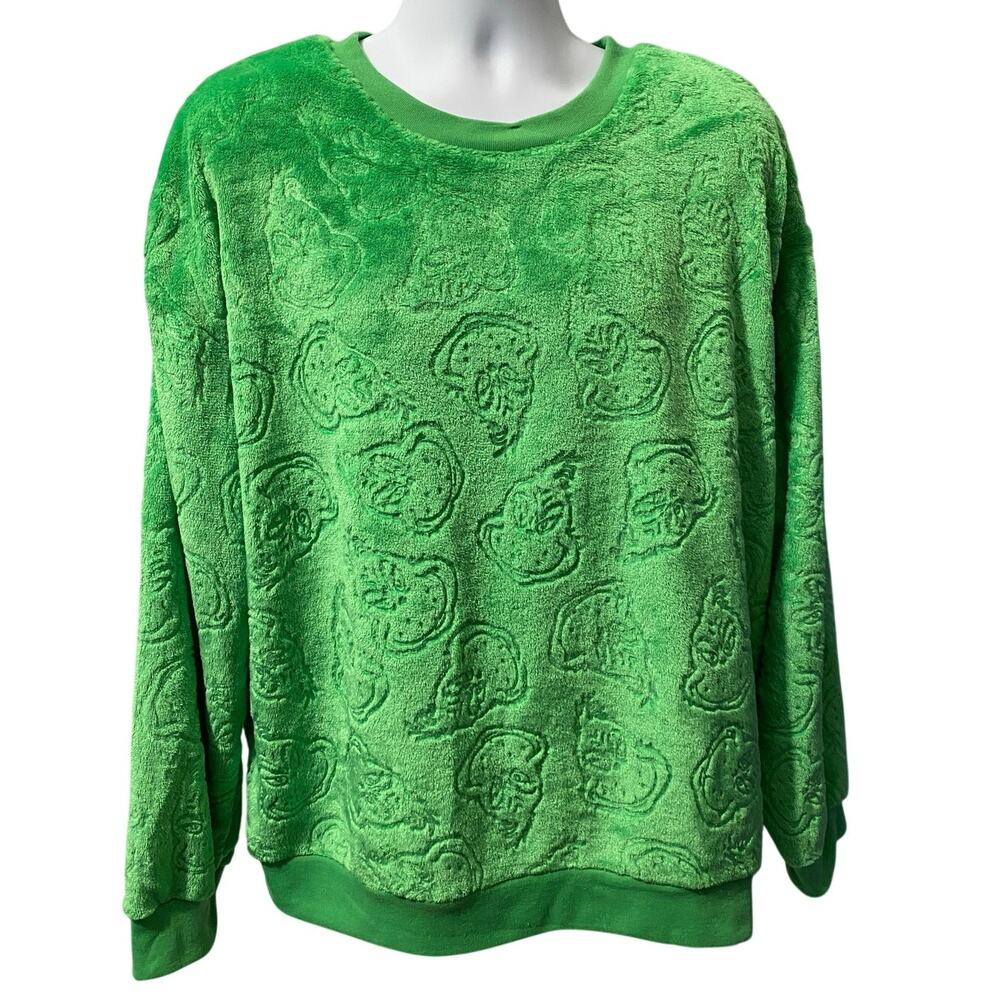 The Grinch Green Plush Sweater Womens Size 2XL Holiday Pullover